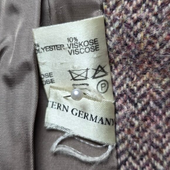 Vintage Women's Wool with Suede Detail Belted Jacket Coat 42/6 - Picture 16 of 16